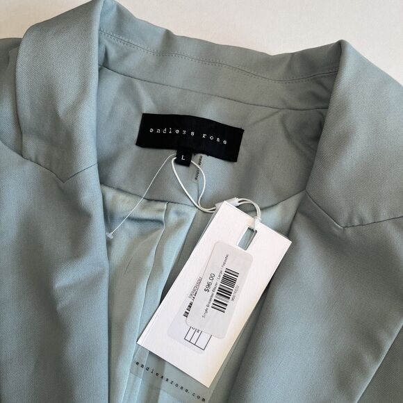 Endless Rose Single Breasted Blazer Womens Pistachio Green 1 Button Jacket Sz Lg - Picture 2 of 16